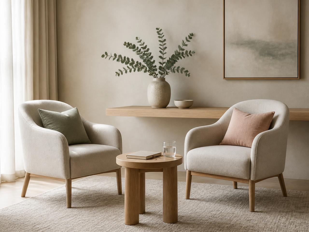 A calm consultation space set up for a client meeting